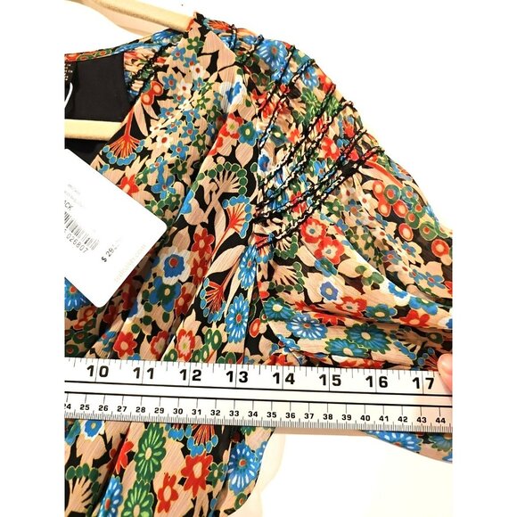 BNWT Ted Baker Dress Floral Sz0 Multicolor Ruched Waist Babydoll Flirty Boho - Picture 5 of 7